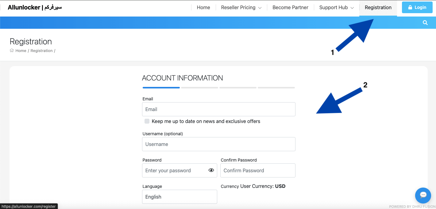Allunlocker registration step